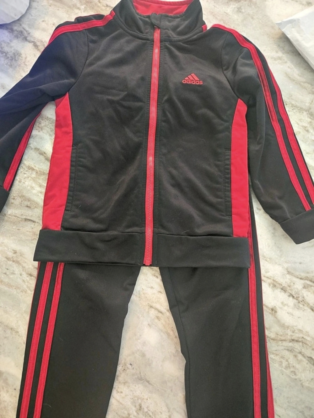 adidas Kids Classic Track Set Boys Size 5 Black & Red